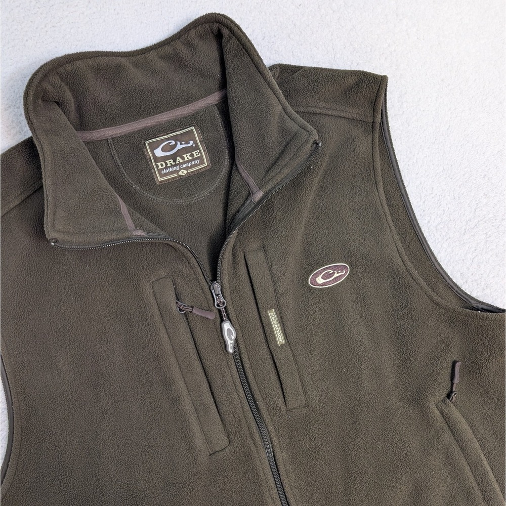 Drake‎ Waterfowl Systems Vest Men's XL Green Fleece Full Zip Magnattach Hunting